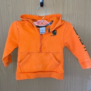 Carhartt toddler orange 3T half zip hoodie with defects camper outdoors active
